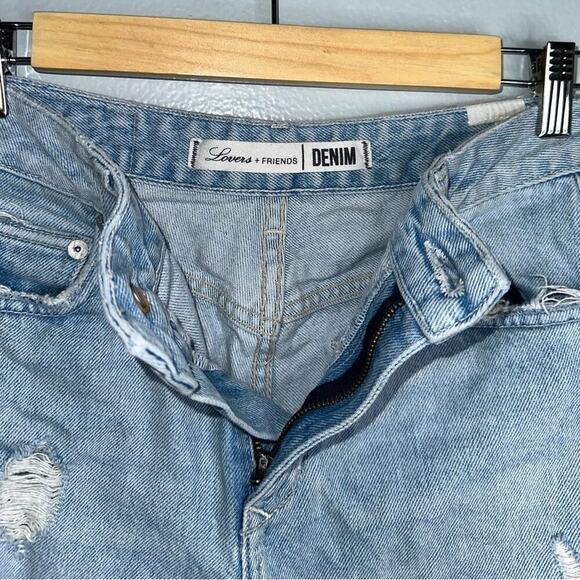 Lovers + Friends High Waisted Distressed Denim Shorts Light Blue Wash Size 24 - Picture 5 of 8